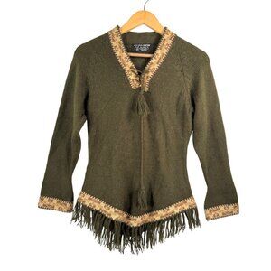 Arte Inka Berfass‎ Alpaca made in Pery aztec knit sweater olive sz S